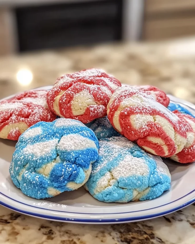Red White & Blue Cake Mix Crinkle Cookies