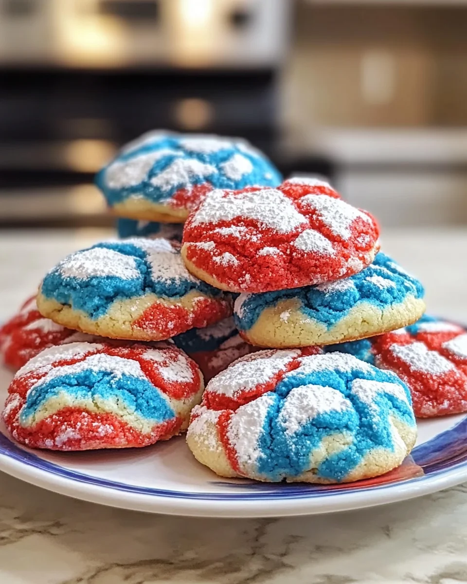 Red White & Blue Cake Mix Crinkle Cookies Delight!