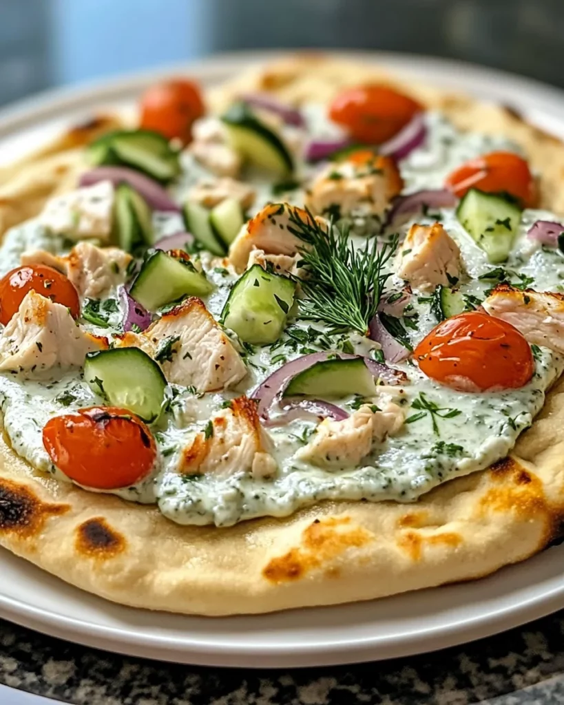 Tzatziki Chicken Naan Pizza