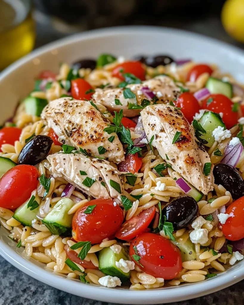 Greek Chicken Orzo Salad