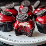 Mini Oreo Stuffed Red Velvet Cookie Dough Cheesecakes