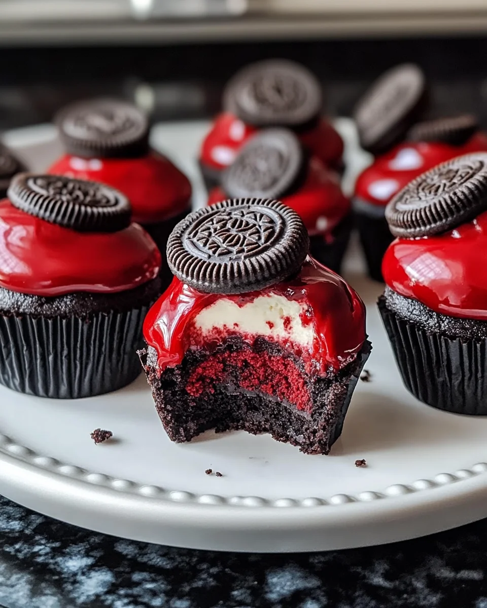 Mini Oreo Stuffed Red Velvet Cookie Dough Cheesecakes Delight You!