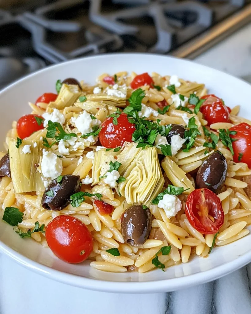 Artichoke and Olive Orzo Bake