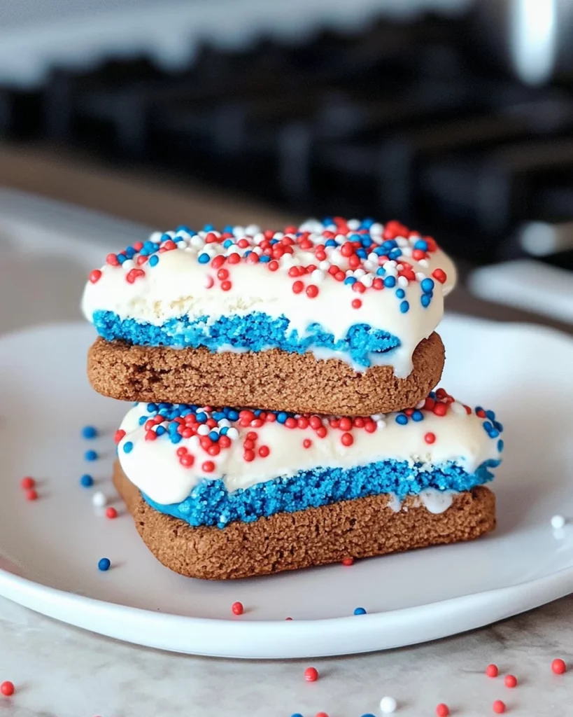 Easy Red, White, and Blue Ice Cream Sandwiches