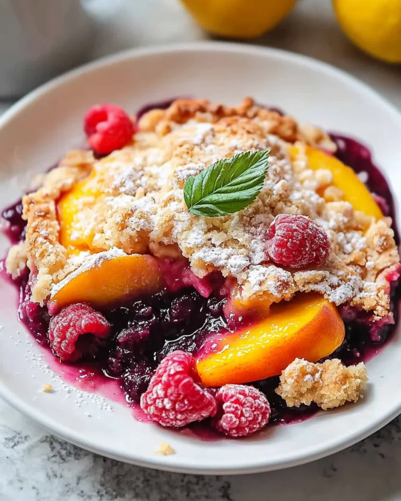 Easy Peach and Raspberry Cobbler
