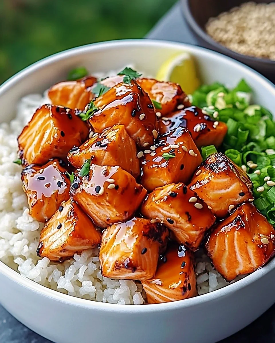 Sriracha Honey Salmon Bowls are a delightful meal!