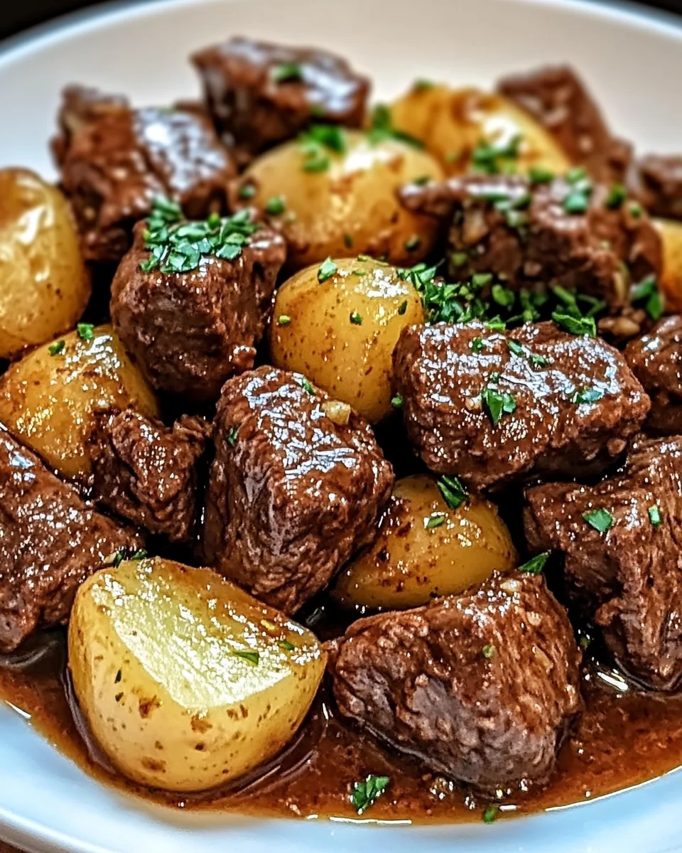 Slow Cooker Garlic Butter Beef Bites & Potatoes Delight!