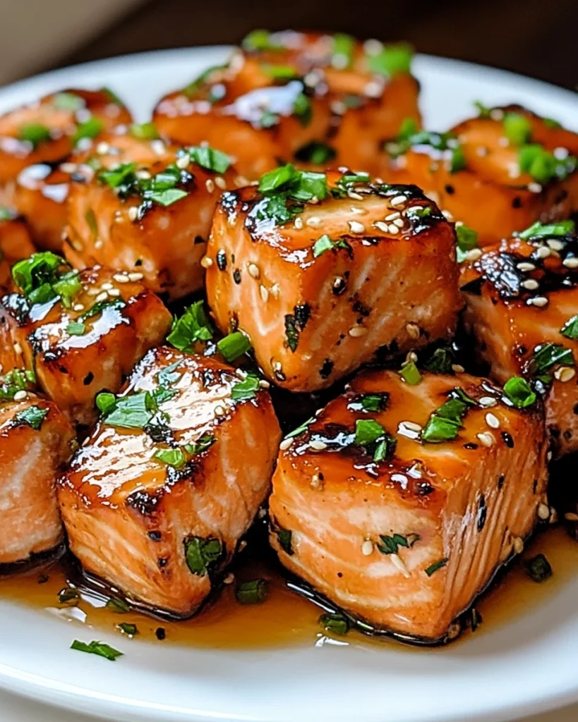 Honey Butter Garlic Glazed Salmon Bites