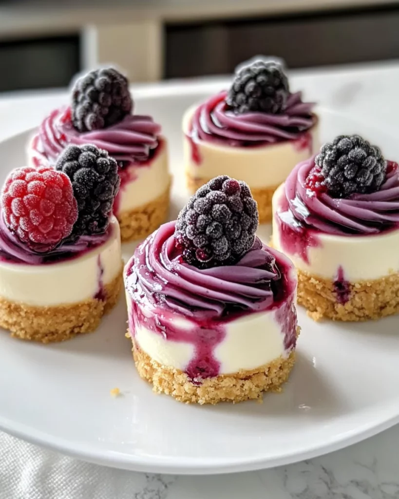 Lemon Berry Swirl Mini Cheesecakes