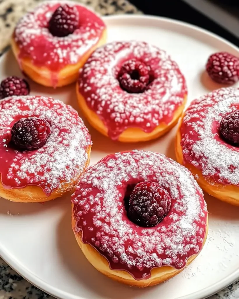 Raspberry Glazed Baked Donuts