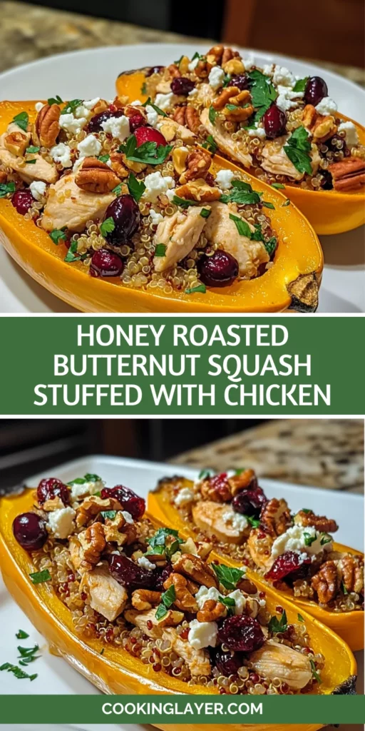 Honey Roasted Butternut Squash Stuffed with Chicken