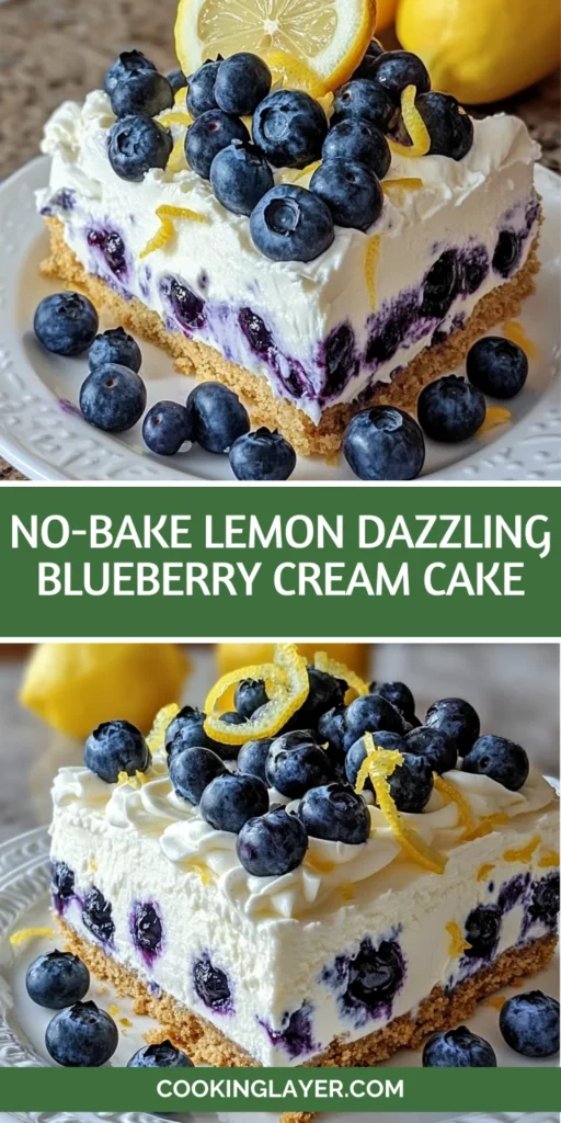 No-Bake Lemon dazzling Blueberry cream Cake