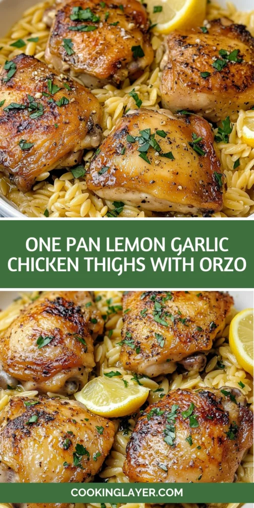 One Pan Lemon Garlic Chicken Thighs with Orzo