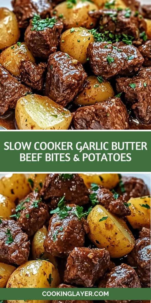 Slow Cooker Garlic Butter Beef Bites & Potatoes