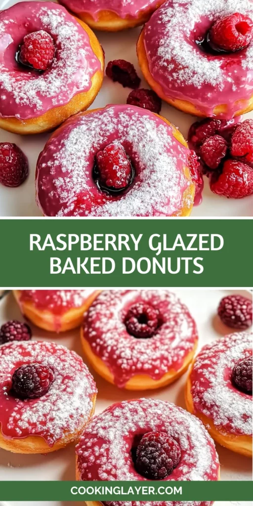 Raspberry Glazed Baked Donuts