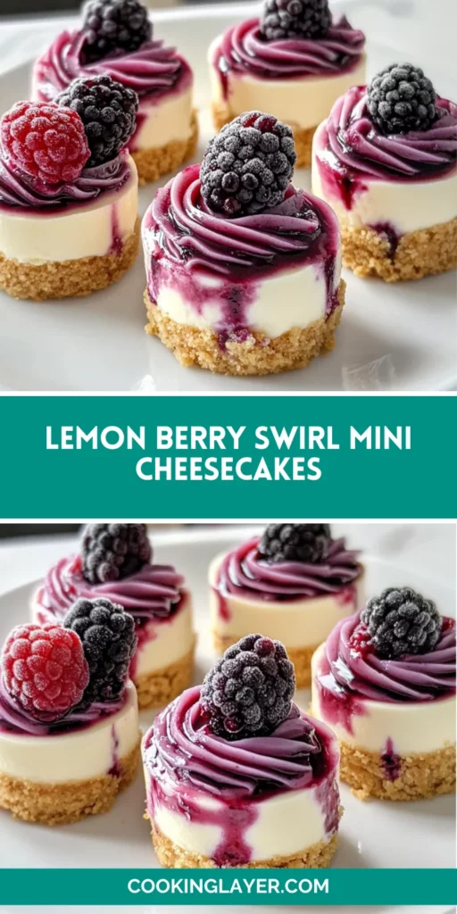 Lemon Berry Swirl Mini Cheesecakes