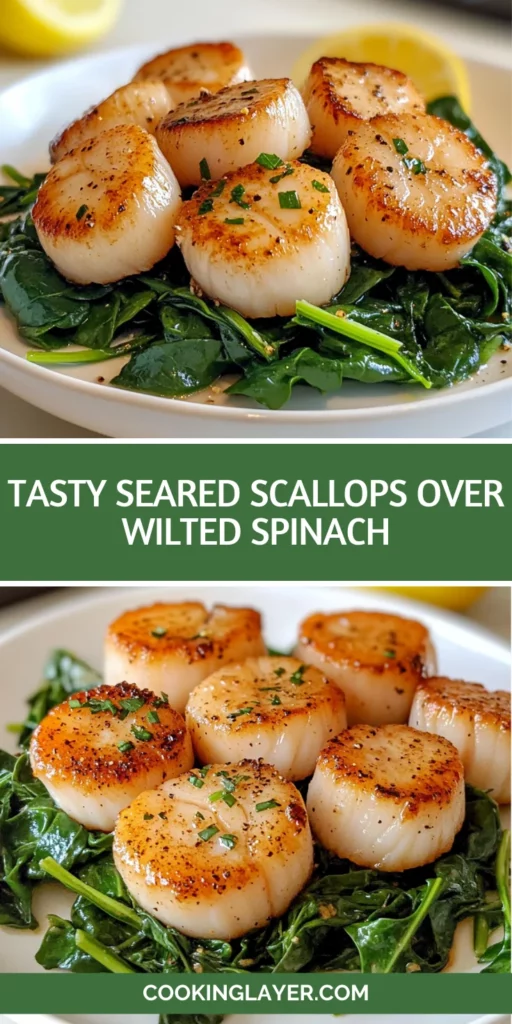 Tasty Seared Scallops Over Wilted Spinach