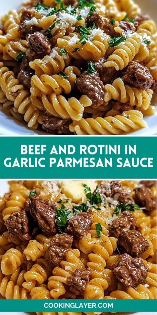 Beef and Rotini in Garlic Parmesan Sauce