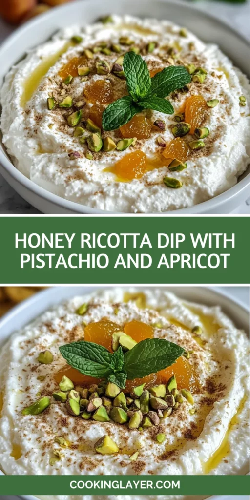 honey ricotta dip with pistachio and apricot
