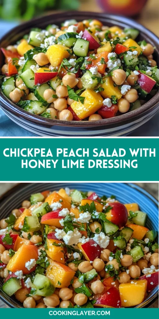 Chickpea Peach Salad with Honey Lime Dressing