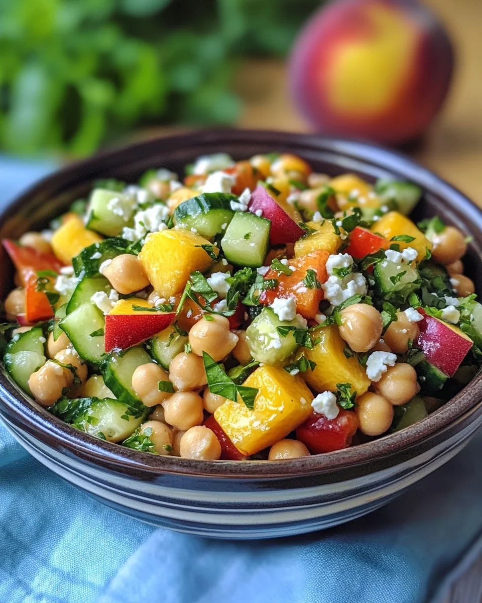 Irresistible Chickpea Peach Salad with Honey Lime Dressing is Delightful!