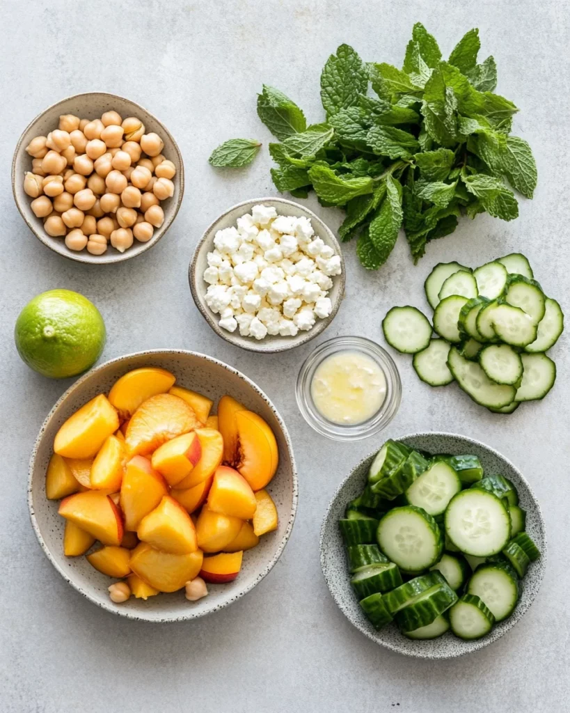 Chickpea Peach Salad with Honey Lime Dressing