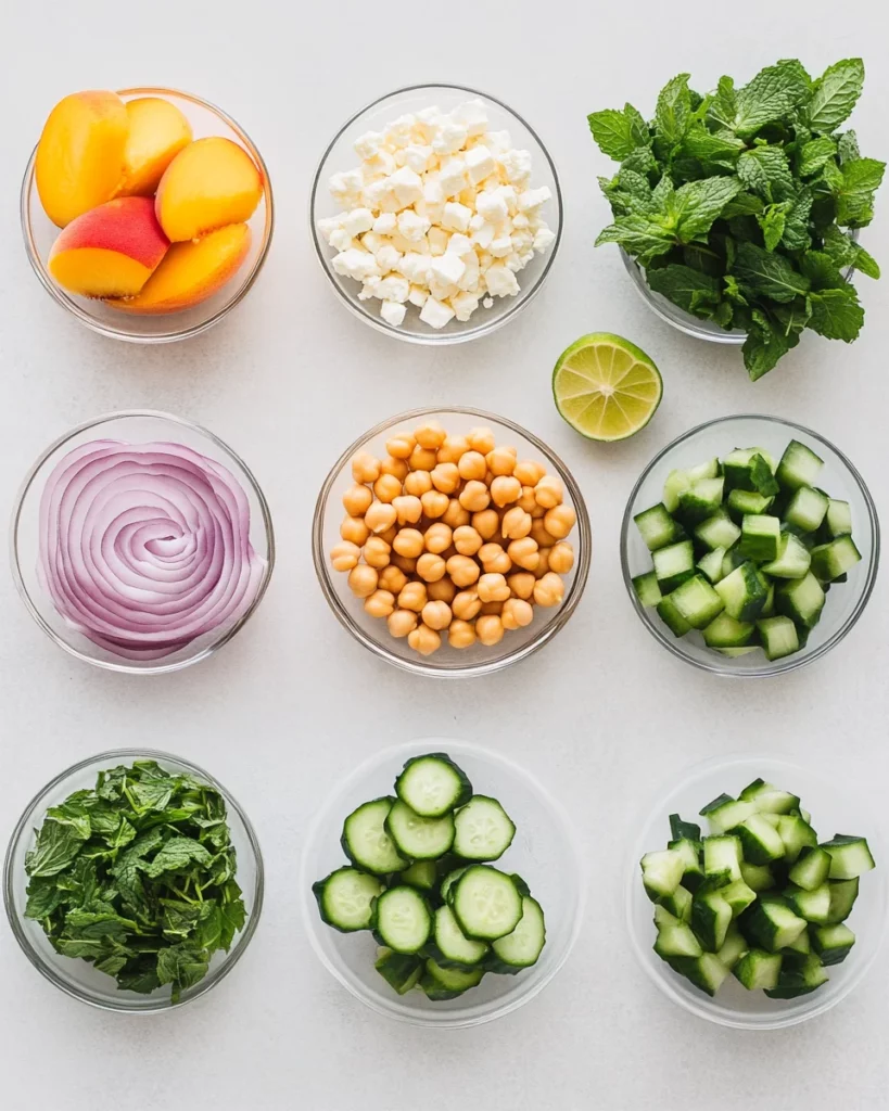 Chickpea Peach Salad with Honey Lime Dressing