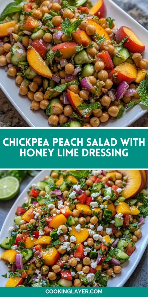 Chickpea Peach Salad with Honey Lime Dressing