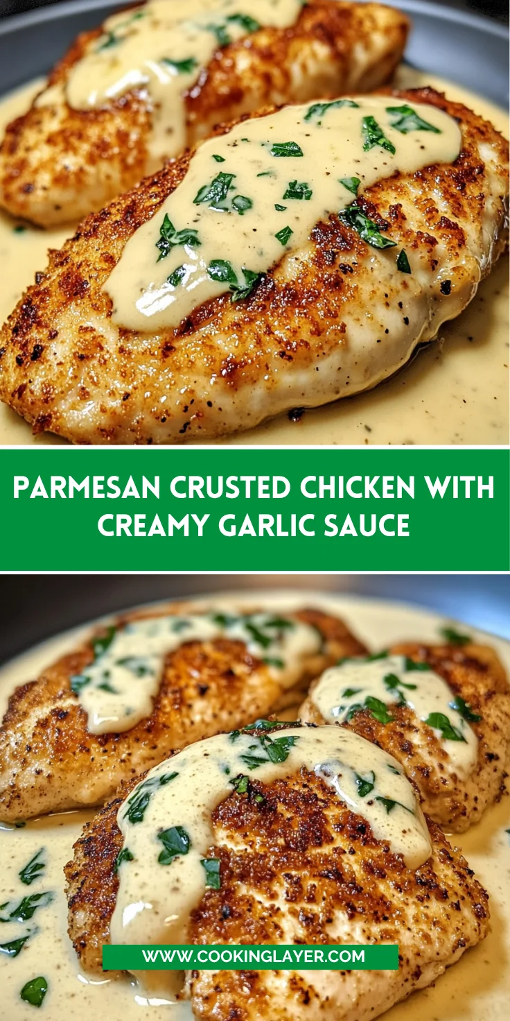 Parmesan Crusted Chicken with Creamy Garlic Sauce