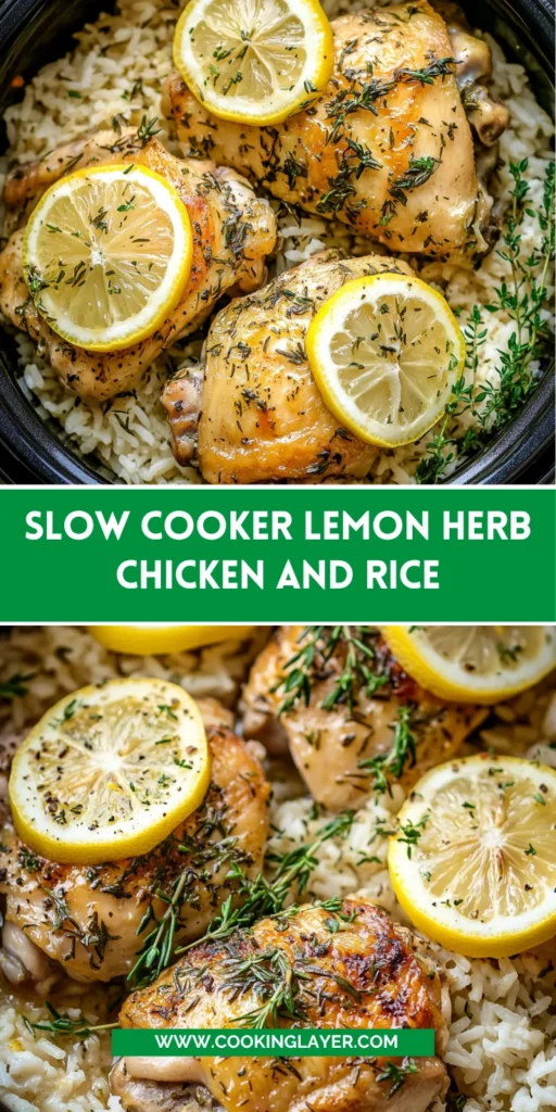Slow Cooker Lemon Herb Chicken and Rice
