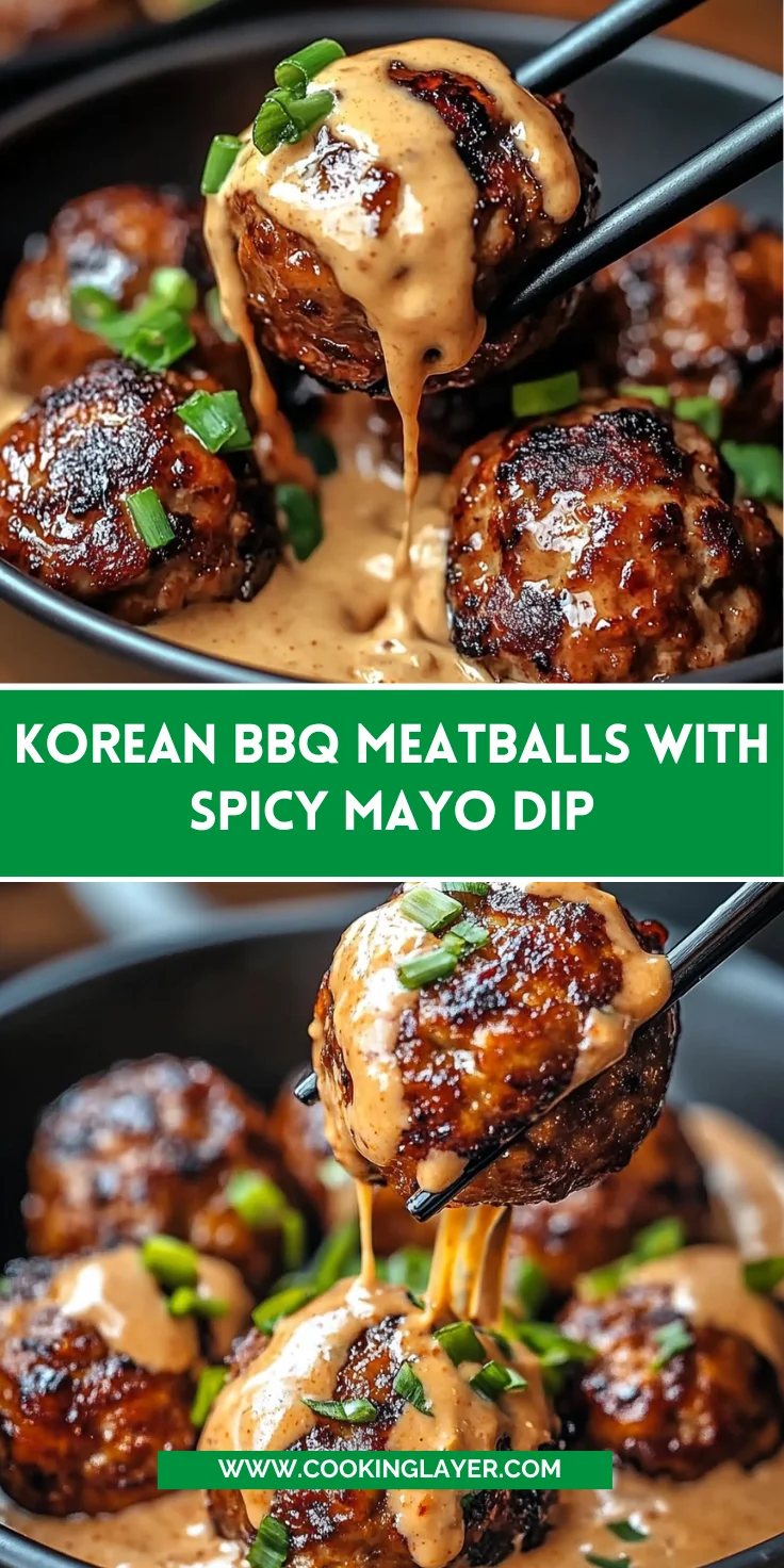 Korean BBQ Meatballs with Spicy Mayo Dip