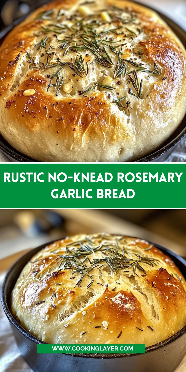 Rustic No-Knead Rosemary Garlic Bread