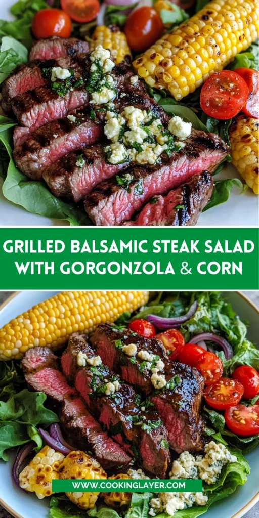 Grilled Balsamic Steak Salad with Gorgonzola & Corn