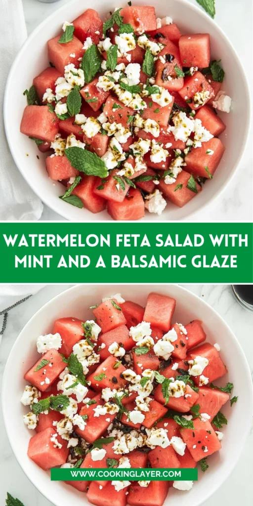 Watermelon Feta Salad with Mint and a Balsamic Glaze
