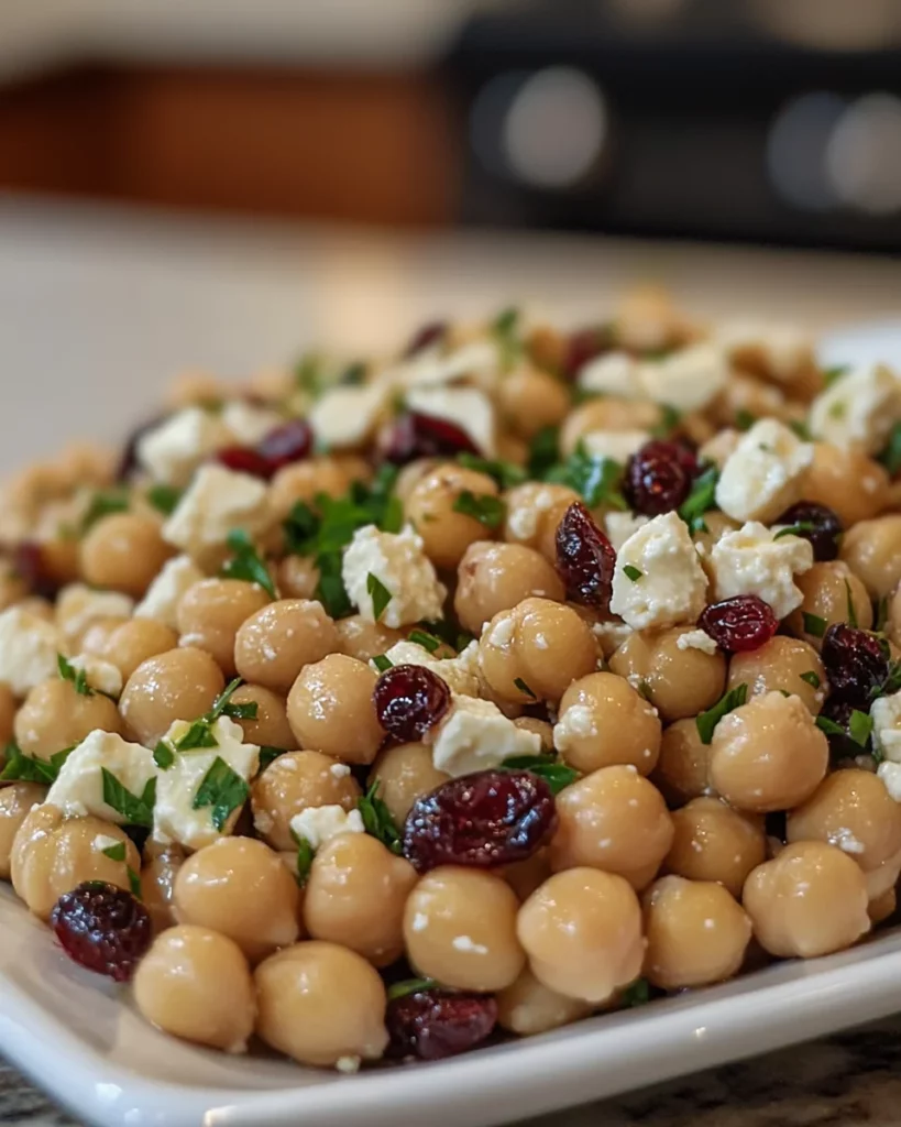 Feta & Cranberry Chickpeas with Lemon Vinaigrette