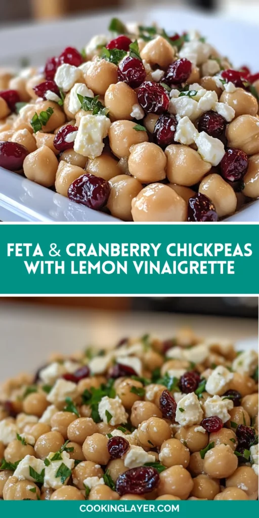 Feta & Cranberry Chickpeas with Lemon Vinaigrette