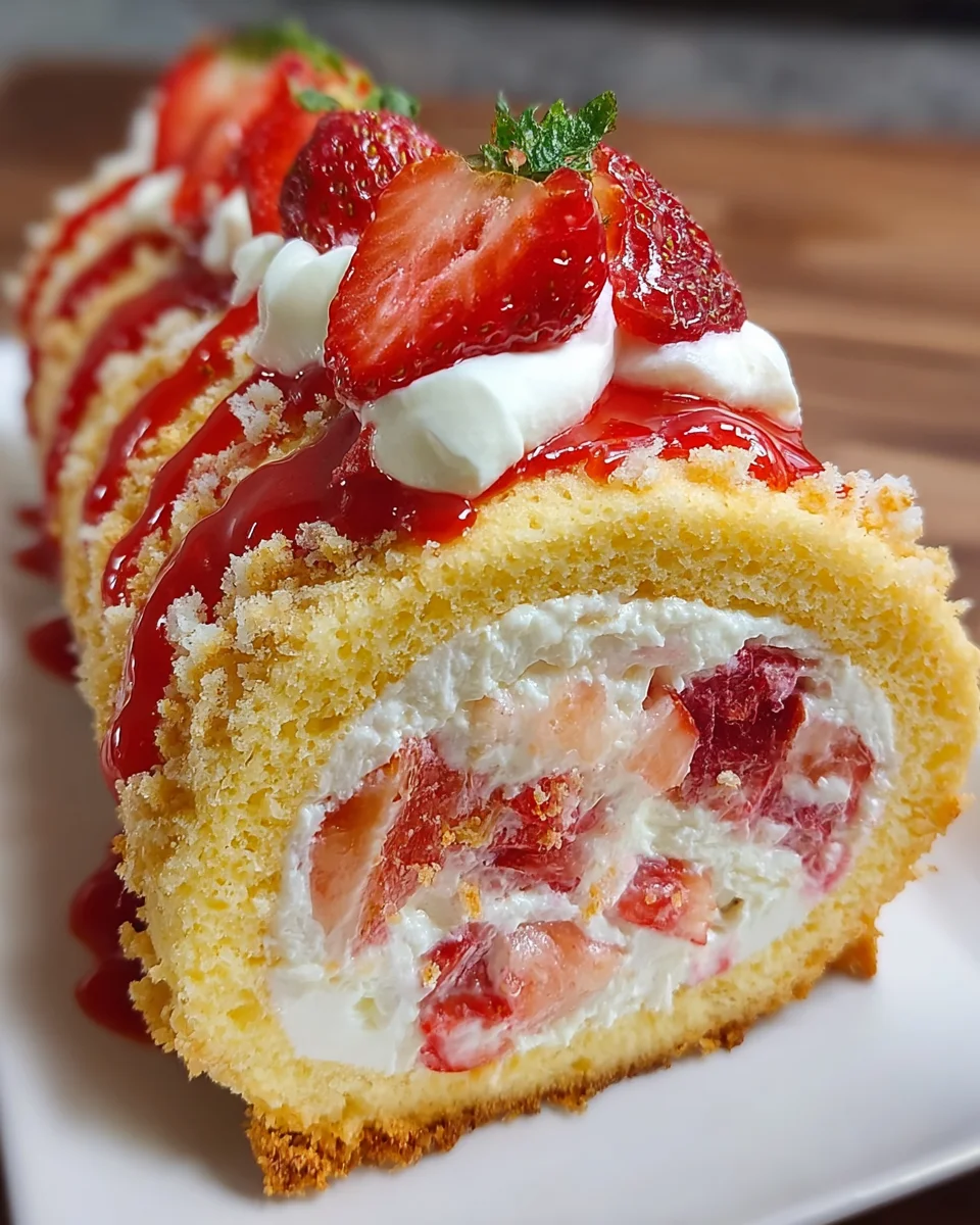 Homemade Strawberry Shortcake Cheesecake Roll