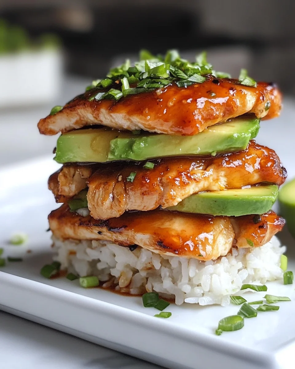 Honey Lime Chicken and Avocado Rice Stack Delight Awaits!
