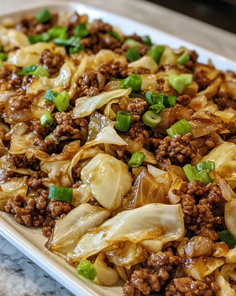 Low-Carb Mongolian Ground Beef and Cabbage
