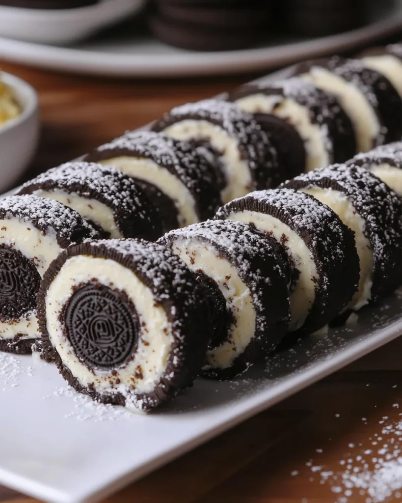 No-Bake Oreo Cheesecake Sushi Rolls