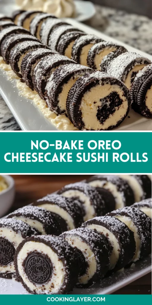 No-Bake Oreo Cheesecake Sushi Rolls