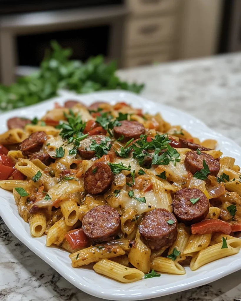 One Pot Creamy Cajun Sausage Pasta