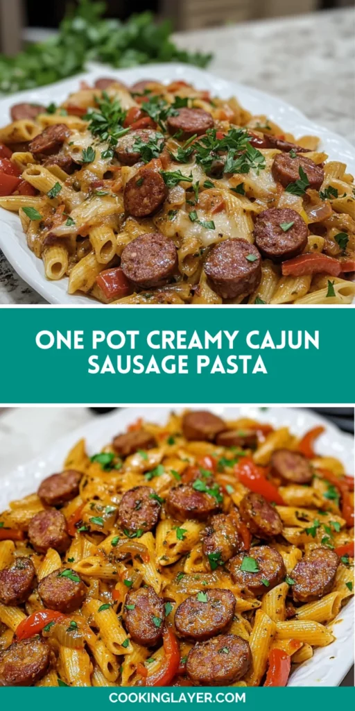 One Pot Creamy Cajun Sausage Pasta