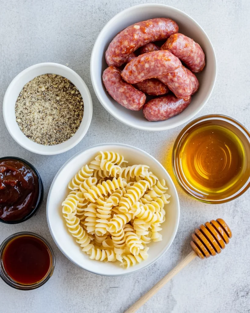 One-Skillet Spicy Honey BBQ Sausage & Pasta