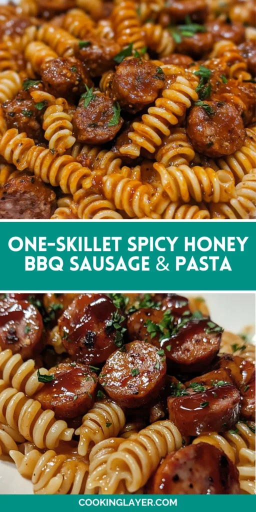 One-Skillet Spicy Honey BBQ Sausage & Pasta