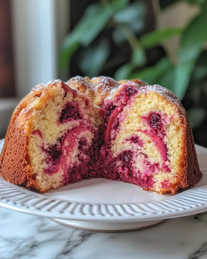 Rhubarb Raspberry Marble Cake