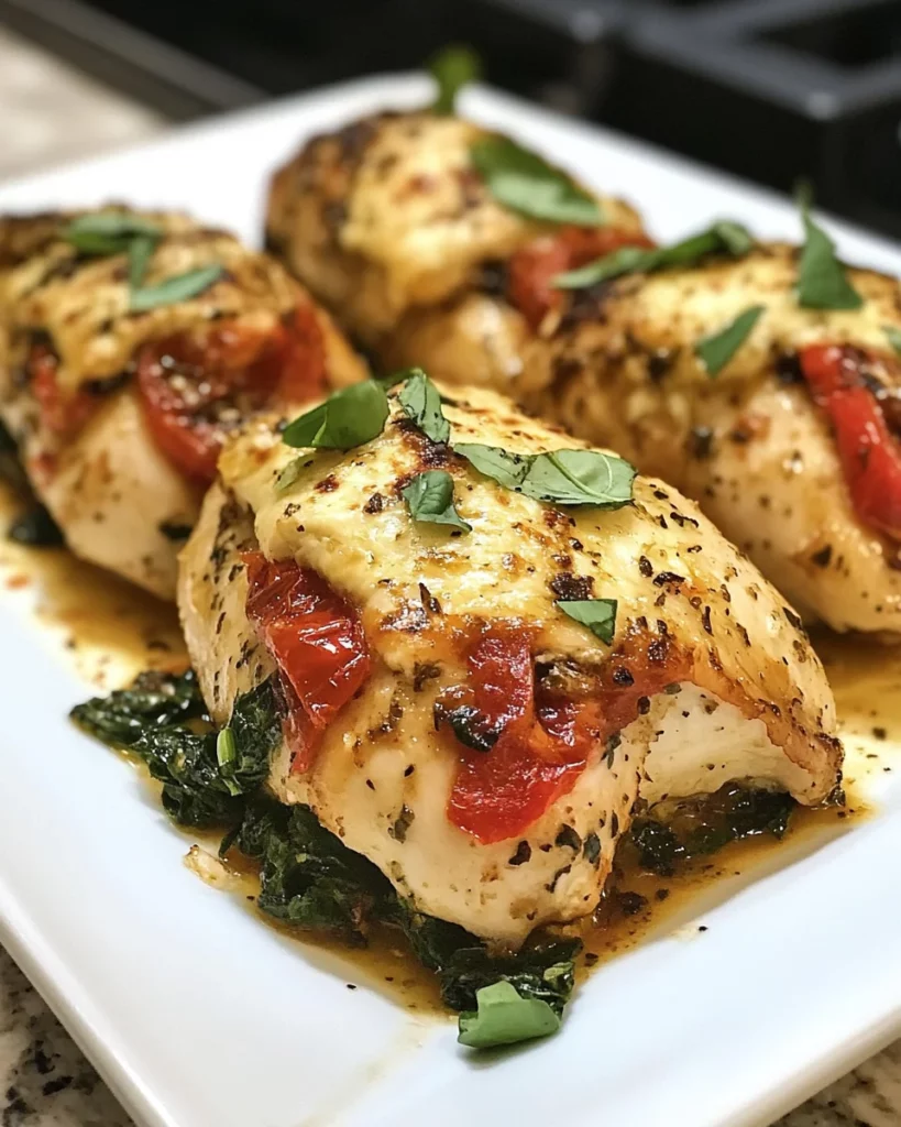 Savory Stuffed Chicken with Roasted Red Peppers, Spinach, and Mozzarella
