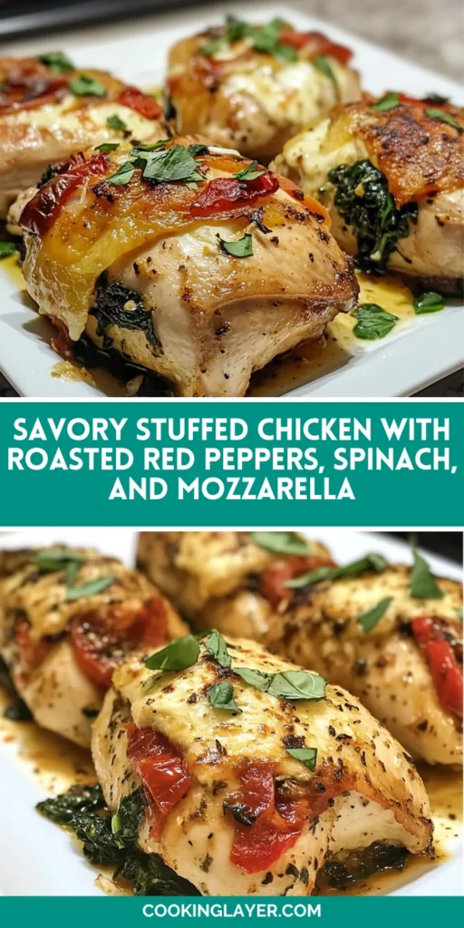 Savory Stuffed Chicken with Roasted Red Peppers, Spinach, and Mozzarella