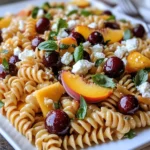 Summer Pasta Salad with Peaches, Cherries, and Feta Bliss