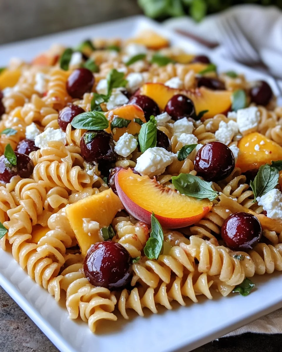 Summer Pasta Salad with Peaches, Cherries, and Feta Bliss is a must-try!